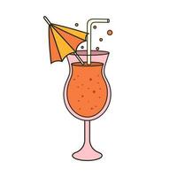 Cute cocktail glass sticker in y2k groovy style. Retro trendy cartoon style vector