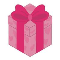 pink gift box dark pink ribbon vector