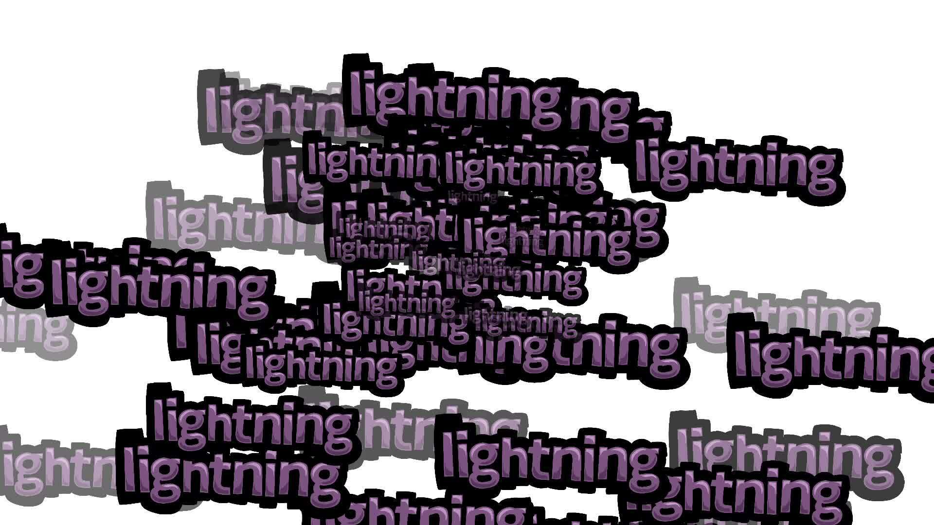 animated video scattered with the words LIGHTNING on a white background