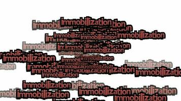 animated video scattered with the words IMMOBILIZATION on a white background