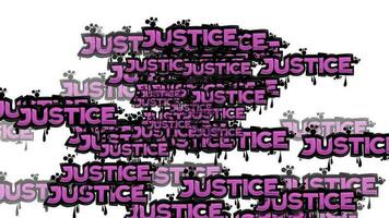 animiert Video verstreut mit das Wörter Gerechtigkeit auf ein Weiß Hintergrund