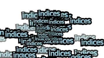 animated video scattered with the words INDICES on a white background