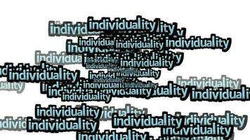animated video scattered with the words INDIVIDUALITY on a white background