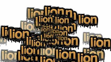animated video scattered with the words LION on a white background