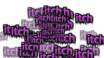 animated video scattered with the words ITCH on a white background