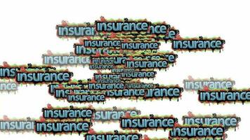 animated video scattered with the words INSURANCE on a white background