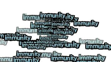 animated video scattered with the words IMMUNITY on a white background