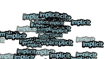 animated video scattered with the words IMPLICIT on a white background