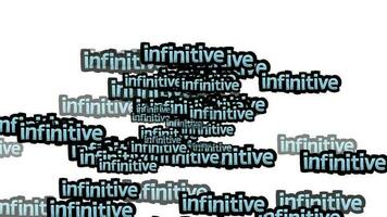 animated video scattered with the words INFINITIVE on a white background