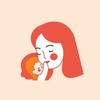 vector ilustración de madre participación bebé hijo en brazos. contento de la madre día saludo tarjeta.