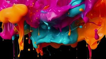 colorida molhado pintura mistura juntos formando surpreendente formas e tinta pinga. com alfa canal video