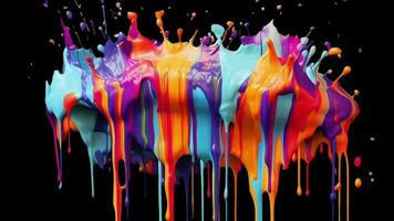 Exploding Dripping Ink Bolt in Multicolor. Super slow-motion ink explosion with a mix of vibrant colors. Modern design with Alpha Channel video