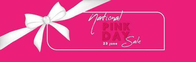 Banner for National Pink Day. Design in white and pink color with bow. vector