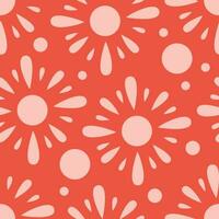 Seamless pattern with abstract shapes in orange, pink and red. Colorful vector illustration.