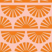 Seamless pattern with abstract shapes in orange, pink and red. Colorful vector illustration.