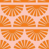 Seamless pattern with abstract shapes in orange, pink and red. Colorful vector illustration.