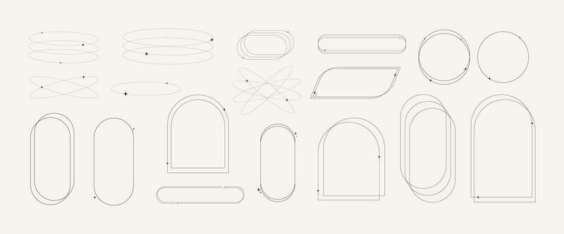 Abstract aesthetic thin line collection. Set of modern minimalist line border frames, geometric elements. Vector illustration