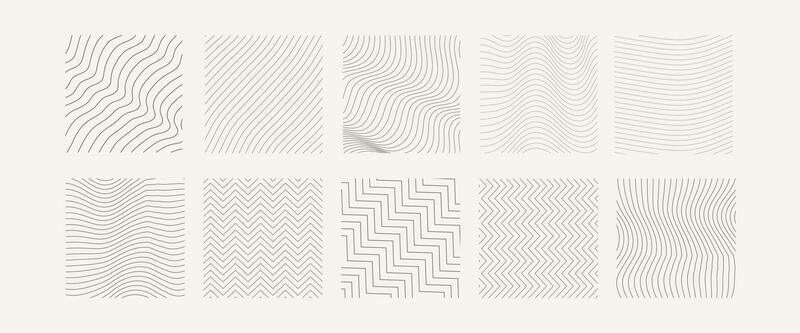 Set of abstract rectangle with line wave pattern. Geometric modern texture striped line design vector illustration