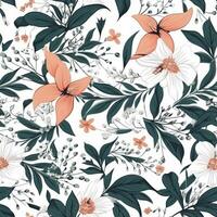 Abstract floral seamless pattern. Bright colors, painting on a light background. photo