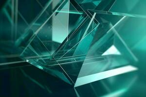 3D Render of teal Abstract Ethereal Glass Shards Background photo