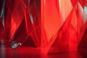 3D Render of red Abstract Ethereal Glass Shards Background photo