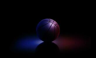 basketball ball. Blue neon Banner Art concept photo