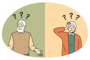 Confused old people struggle with dementia or Alzheimer vector