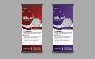 Business Roll Up. Standee Design. Banner Template. Presentation and Brochure. Abstract and Geometric Vector, Flyer, Leaflet. vector