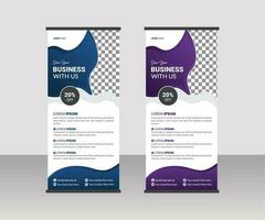 Corporate business standee rollup banner design vector template Pro Vector