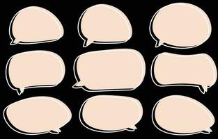 Set cream speech bubbles on black background. chat box or chat vector square and doodle message or communication icon Cloud speaking for comics and minimal message dialog