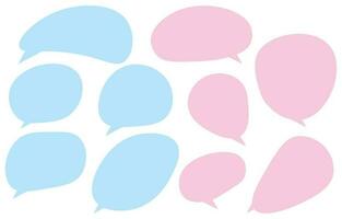 Set blue and pink speech bubbles on white background. chat box or chat vector square and doodle message or communication icon Cloud speaking for comics and minimal message dialog