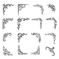 Vector illustration of decorative corner frame set. Set Hand Draw of Corners Different Shapes Flower Decoration Vector Design Doodle Sketch Style For Wedding And Banner