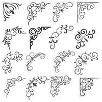 Vector illustration of decorative corner frame set. Set Hand Draw of Corners Different Shapes Flower Decoration Vector Design Doodle Sketch Style For Wedding And Banner