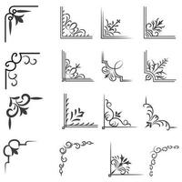 Vector illustration of decorative corner frame set. Set Hand Draw of Corners Different Shapes Flower Decoration Vector Design Doodle Sketch Style For Wedding And Banner