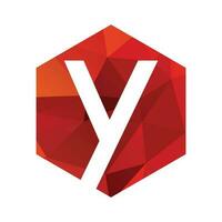 Y initials red polygonal logo and vector icon