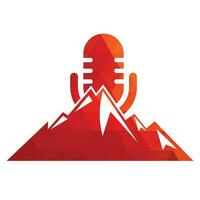 plantilla de diseño de logotipo de vector de montaña de podcast.