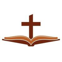 Book church logo design icon. Bible Church logo design vector. Cross and Holy Bible logo. vector