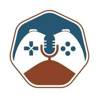 Gamepad and podcast logo design template. vector