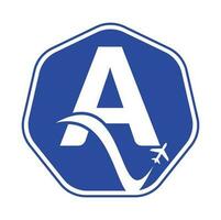 Letter A Air Travel Logo Design Template. A letter travel logo design icon vector. vector