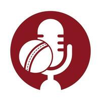 Cricket Podcast logo design template. Microphone and cricket ball logo concept design. vector