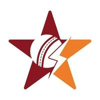 Cricket Ball thunder vector logo design. Cricket club vector logo with lightning bolt design.