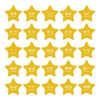 yellow star emoticon vector set