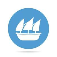 sailing ship in blue circle button vector