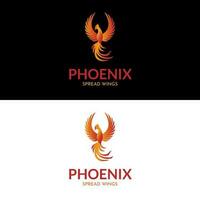 Phoenix bird spread wings in gradient color logo design vector