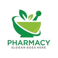 Pharmacy logo. Mortar and pestle logo design vector