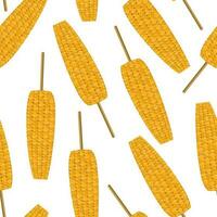 Corn on a stick seamless pattern. Traditional Mexican food on a white background. Flat vector illustration