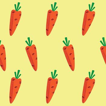 Seamless pattern with carrot. Vegetables vector pattern with texture. Ready for print simple pattern