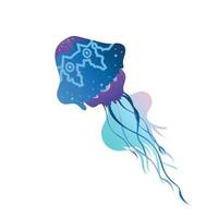 Jellyfish vector icon. Vector illustration of a colorful jellyfish on a white background.