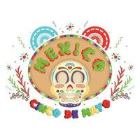 Traditional mexican skull cartoon Cinco de mayo Vector