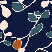 Seamless floral pattern with leaves and branches. Vector illustration.